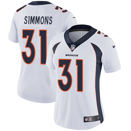 Nike Broncos #31 Justin Simmons White Women's Stitched NFL Vapor Untouchable Limited Jersey - Click Image to Close